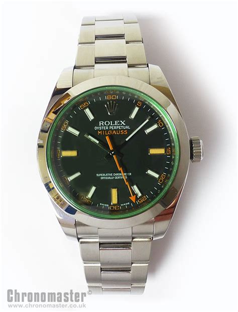 rolex green glass milgauss price|buy rolex milgauss green.